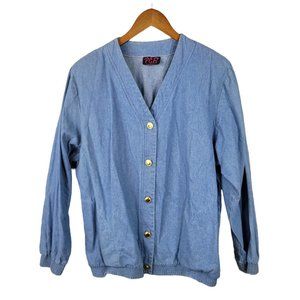 Vintage 80/90s Denim Coat Blue Jean Jacket size XL 1X Dolman Sleeve Lightweight